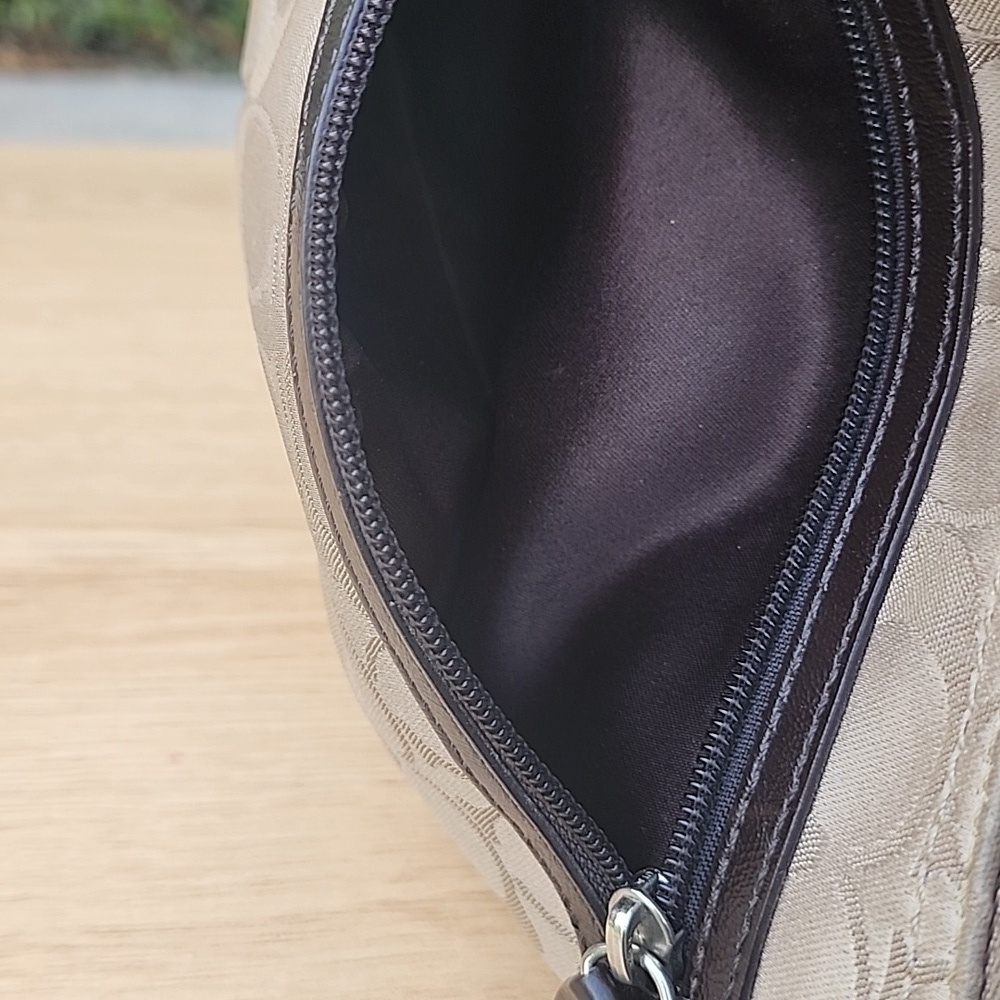 Coach Khaki Signature Sateen w/Front Pocket Top Zip Crossbody Bag - Picture 14 of 15